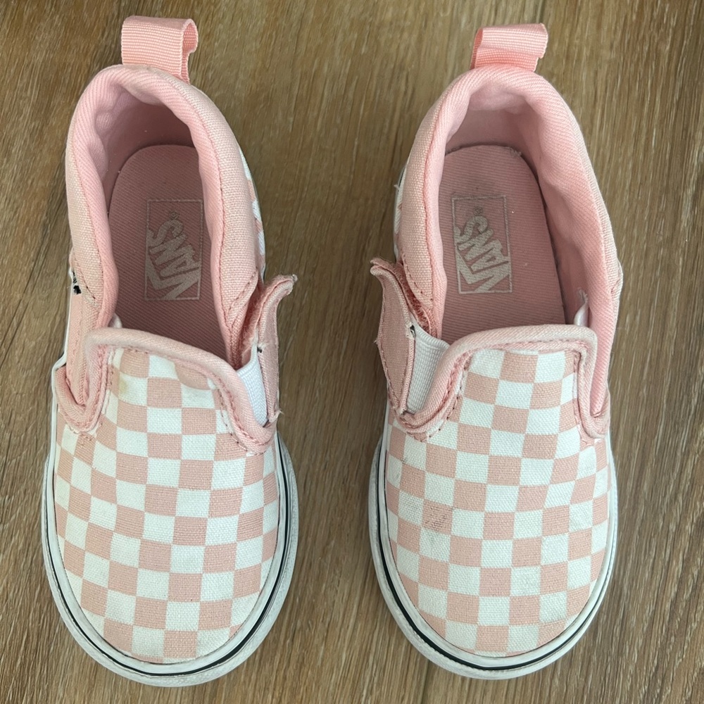 Toddler pink checkered vans